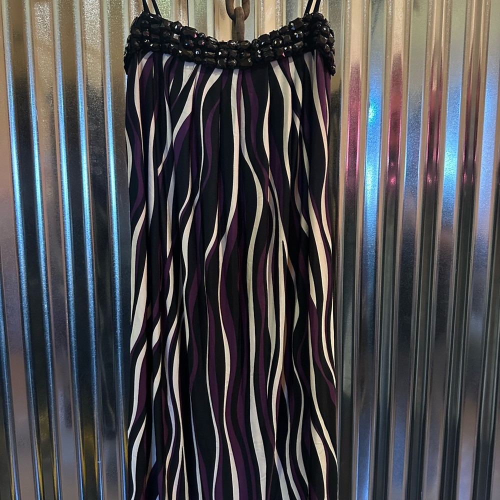 Forever 21 Black and Purple Striped Maxi Skirt